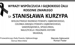 Kondolencje dla rodziny i bliskich Stanisława Kurzypa od władz Powiatu Ząbkowickiego
