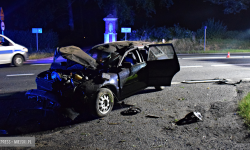 Audi wypadło z drogi na krajowej ósemce