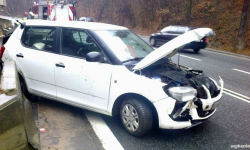 Kolizja i plama oleju na krajowej ósemce