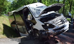 Bus ze studentami wjechał do rowu. Kierowca najprawdopodobniej przysnął za kierownicą