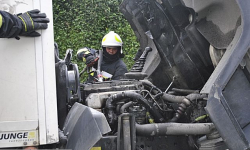 Pożar samochodu ciężarowego na krajowej „ósemce”