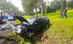 Dachowanie na drodze krajowej nr 46. Nikomu nic się nie stało