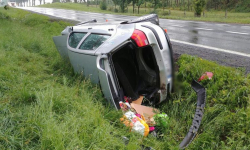 Dachowanie na krajowej ósemce na wysokości Przyłęku [foto]