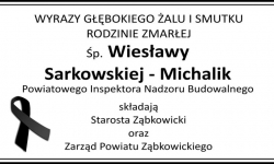 Zmarła Wiesława Sarkowska-Michalik. Kondolencje od starosty i zarządu powiatu