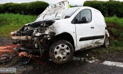 Peugot wypadł z drogi na krajowej ósemce