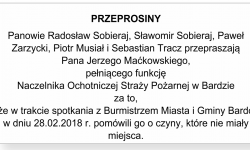 Przeprosiny dla naczelnika OSP w Bardzie za pomówienia
