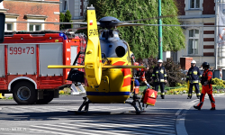 Helikopter LPR lądował na skrzyżowaniu ul. 1 Maja z ul. Legnicką