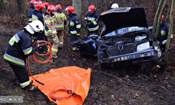 Mercedes wypadł z drogi na krajowej ósemce w Dębowinie