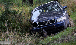 Audi wypadło z drogi i uderzyło w drzewo
