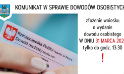 31 marca skrócone godziny wydawania dowodów osobistych