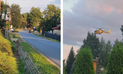 Wypadek motocyklisty w Potworowie. Interweniował śmigłowiec LPR