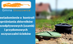 Gmina Stoszowice informuje o kontroli zbiorników bezodpływowych i przydomowych oczyszczalni ścieków