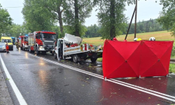 Drzewo przewróciło się na auto dostawcze. Nie żyje jedna osoba [foto] [aktualizacja]