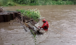 Strażacy usuwali kłody spiętrzające wodę na Nysie Kłodzkiej