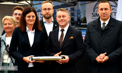 Wmurowanie kamienia węgielnego pod budowę bloku wielorodzinnego w Złotym Stoku