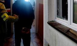 Ukrainiec wybił szybę siekierą i wdarł się do domu jednorodzinnego. Był pijany [video]