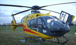 Szkolenie strażaków z przyjmowania śmigłowca Lotniczego Pogotowia Ratunkowego