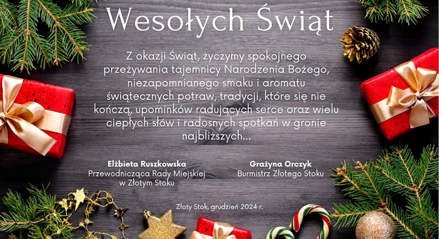 Życzenia bożonarodzeniowe od władz gminy Złoty Stok